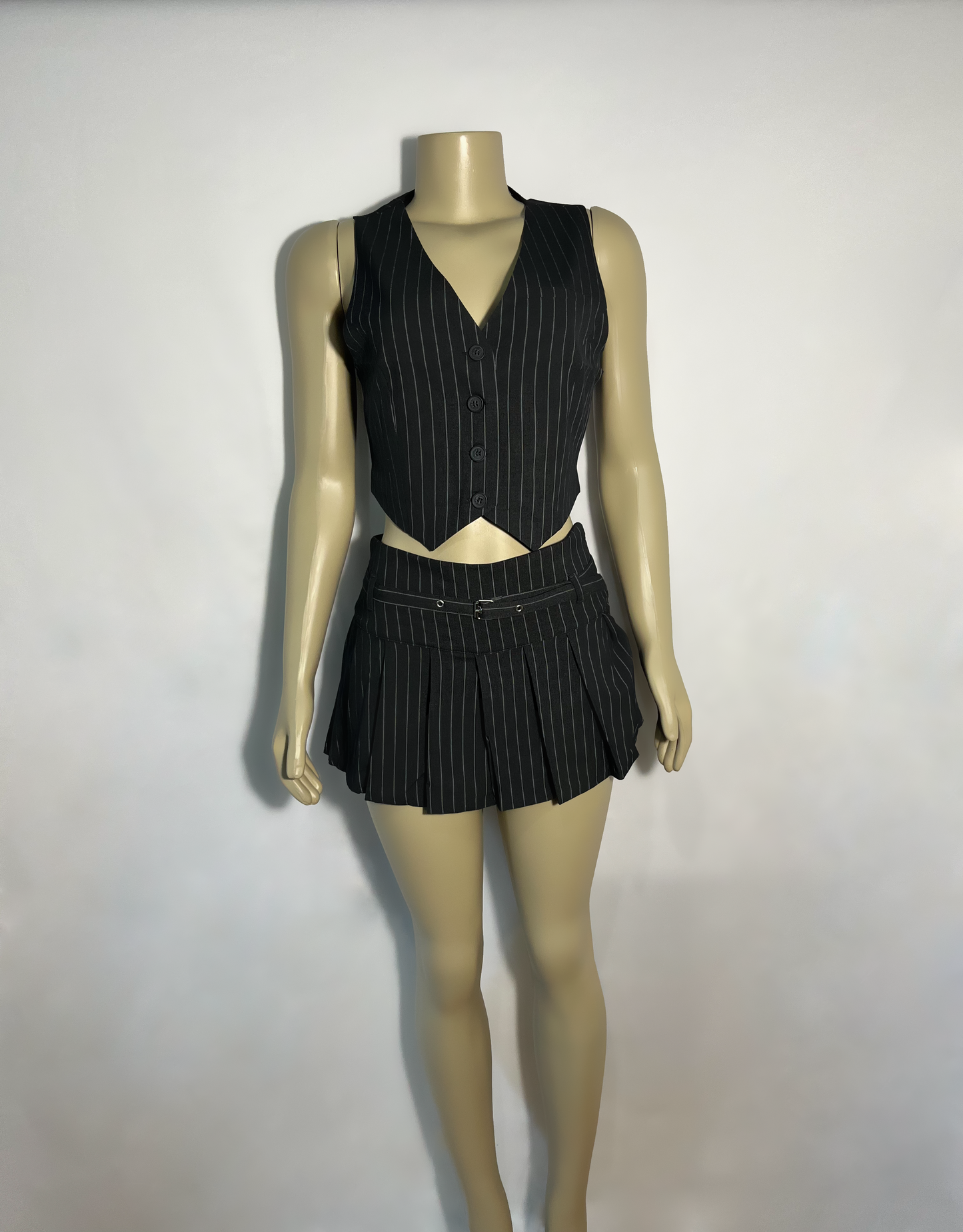 Striped Mini Skirt Set